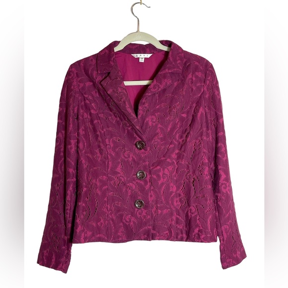 CAbi Frolic lace plum berry blazer jacket style #128 size 8 - Picture 1 of 10